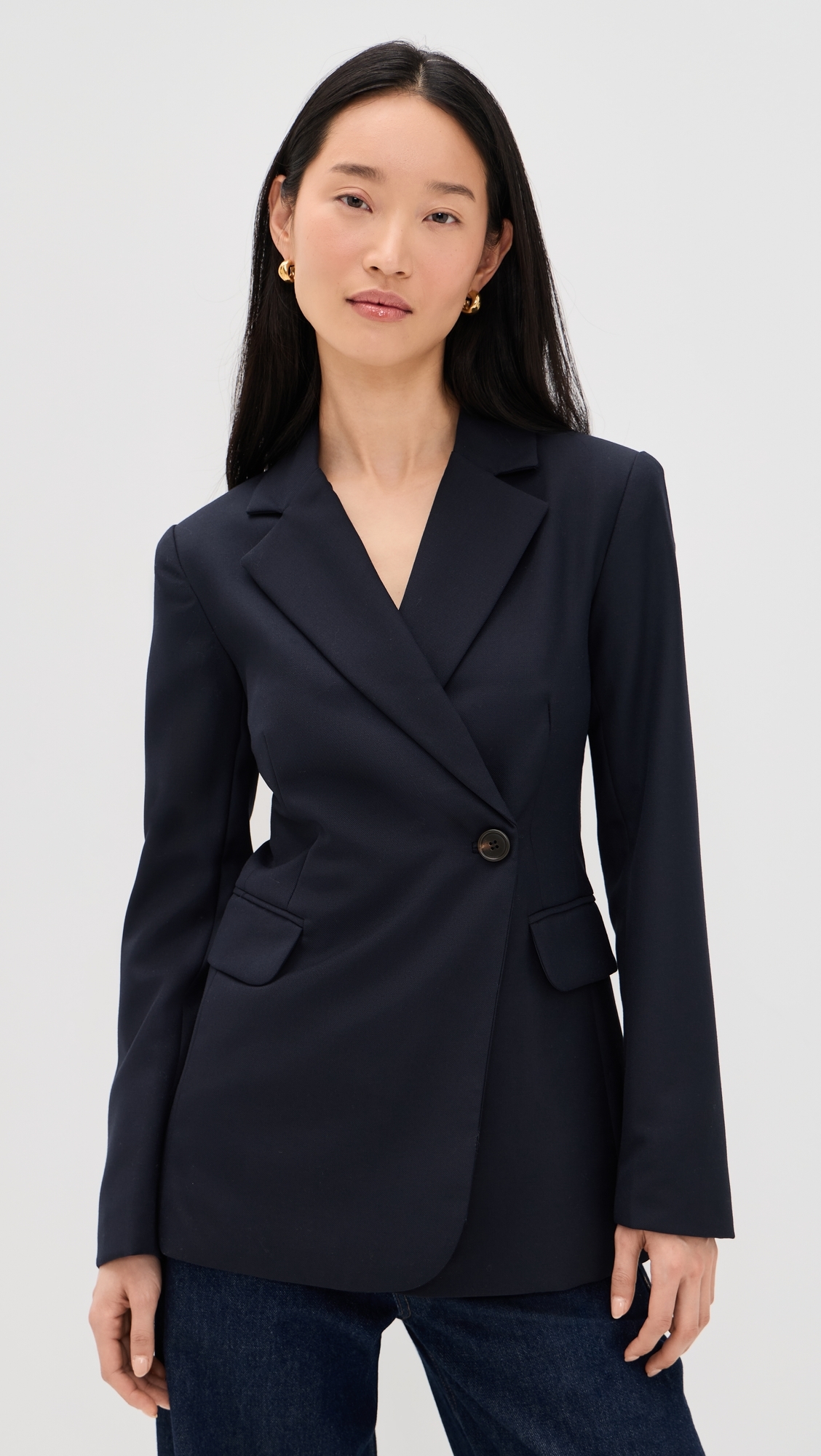 The Mecah Wrap Blazer Navy