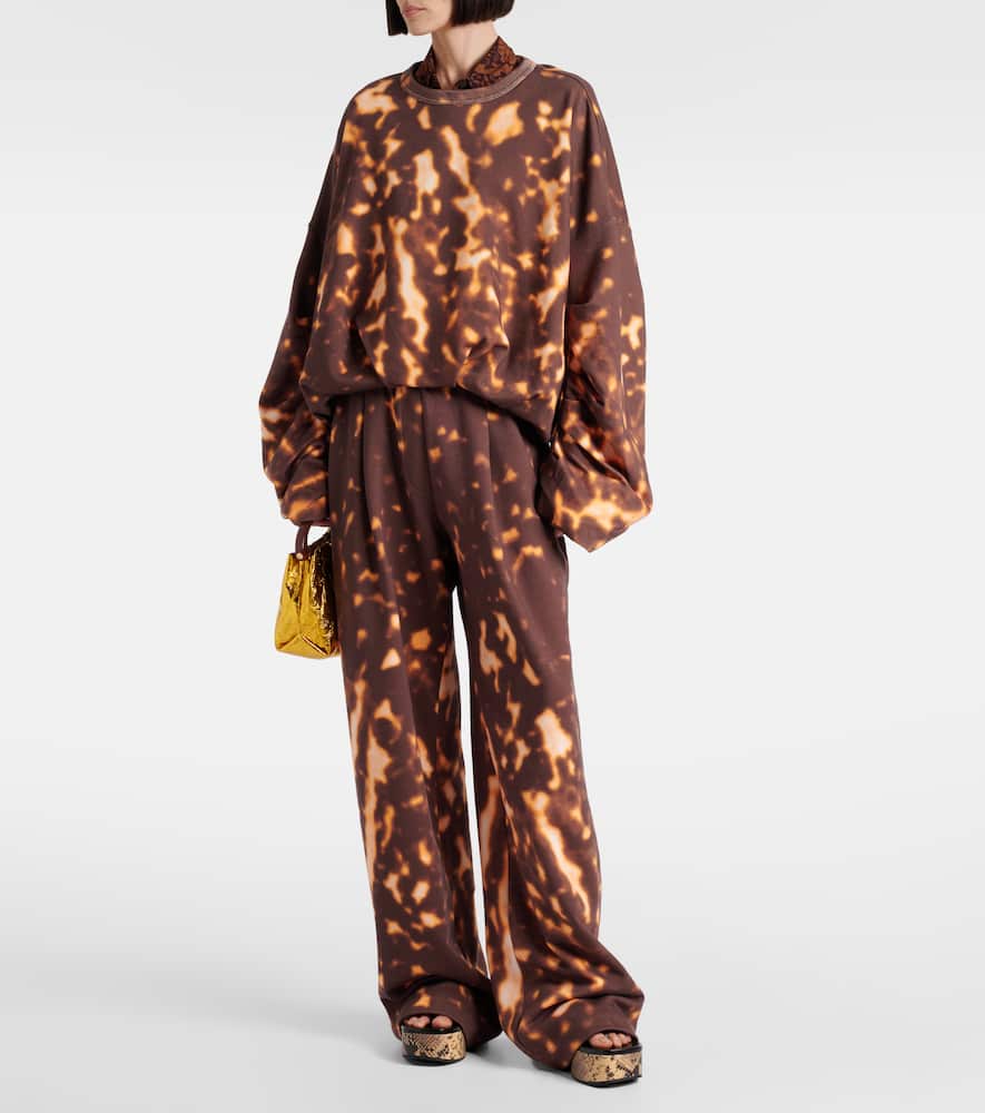 Printed cotton wide-leg pants