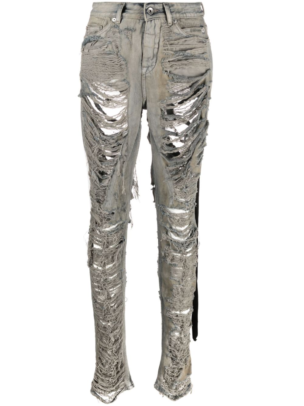 Distressed-finish slim-cut jeans - Grey