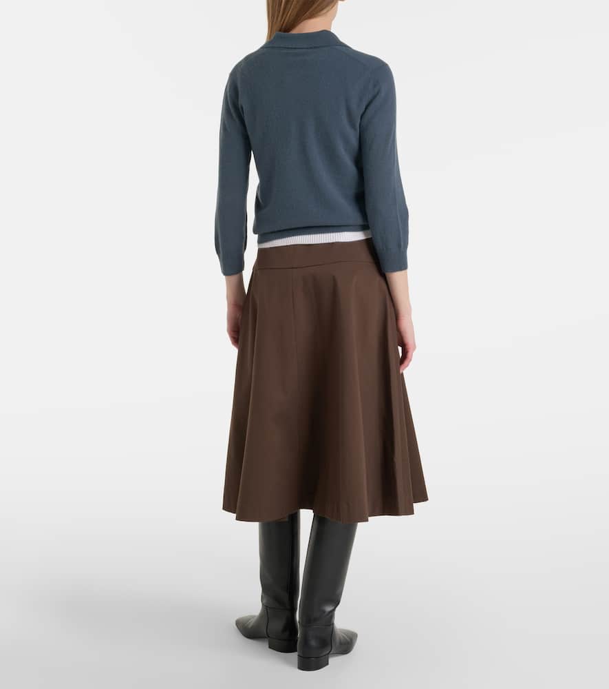 Cotton twill midi skirt