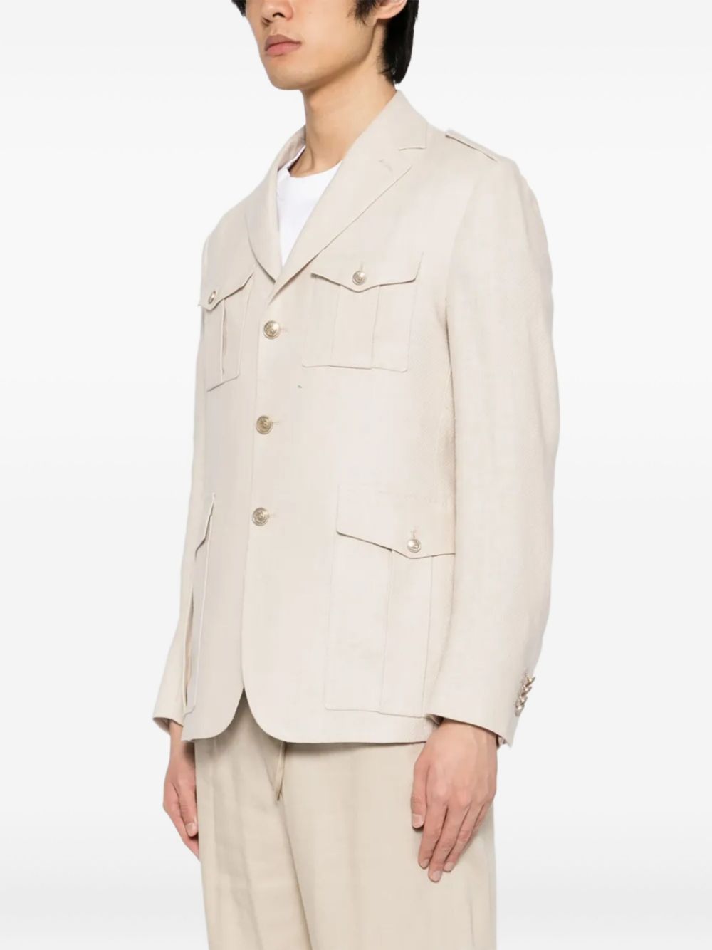 Flap-pocket button blazer - Neutrals