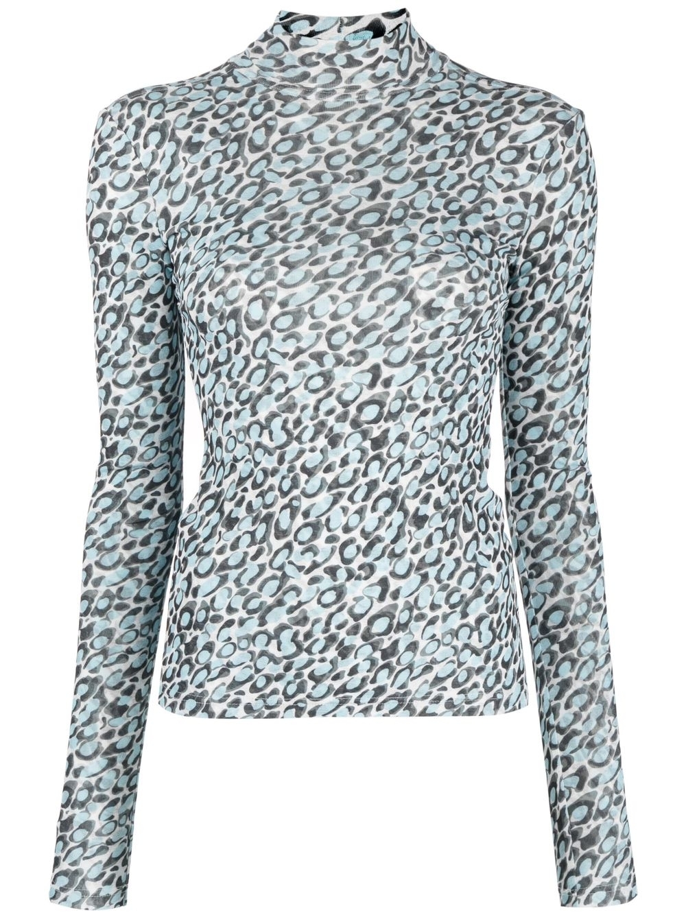 Back cut-out patterned top - Blue