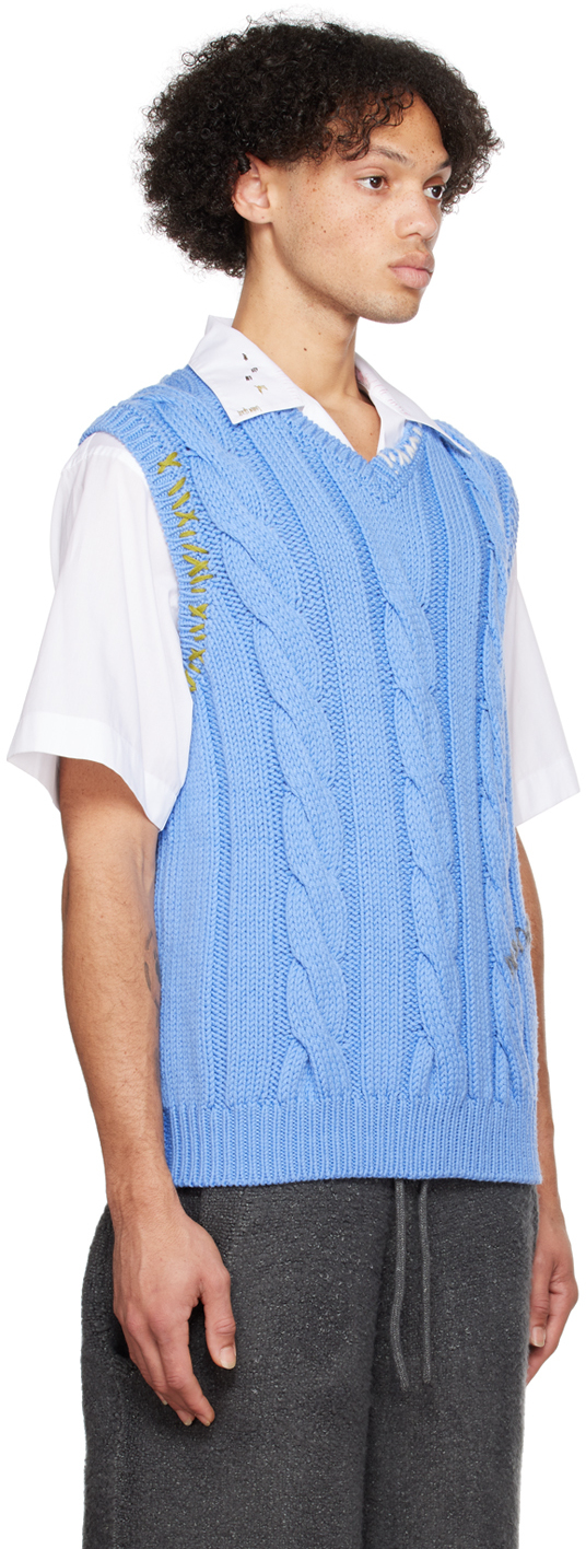 Blue embroidered vest