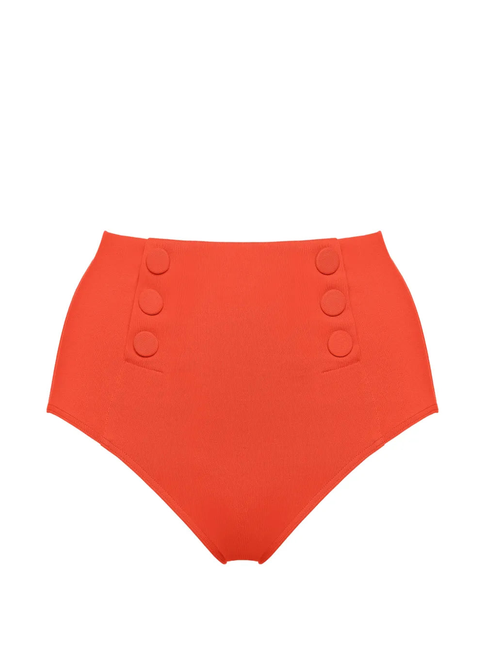 High-Waisted Button Detail Bikini Briefs — Orange
