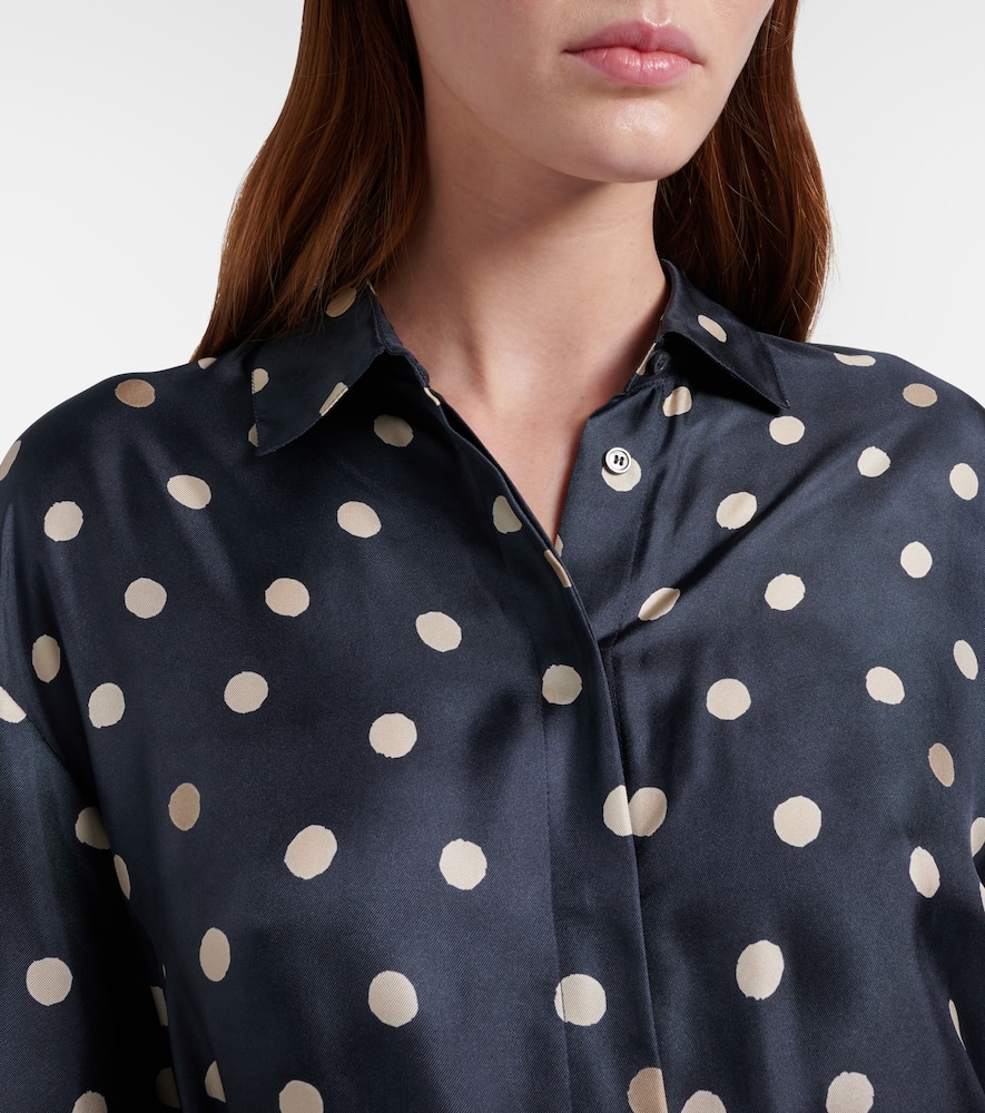 Leva polka-dot silk twill shirt dress