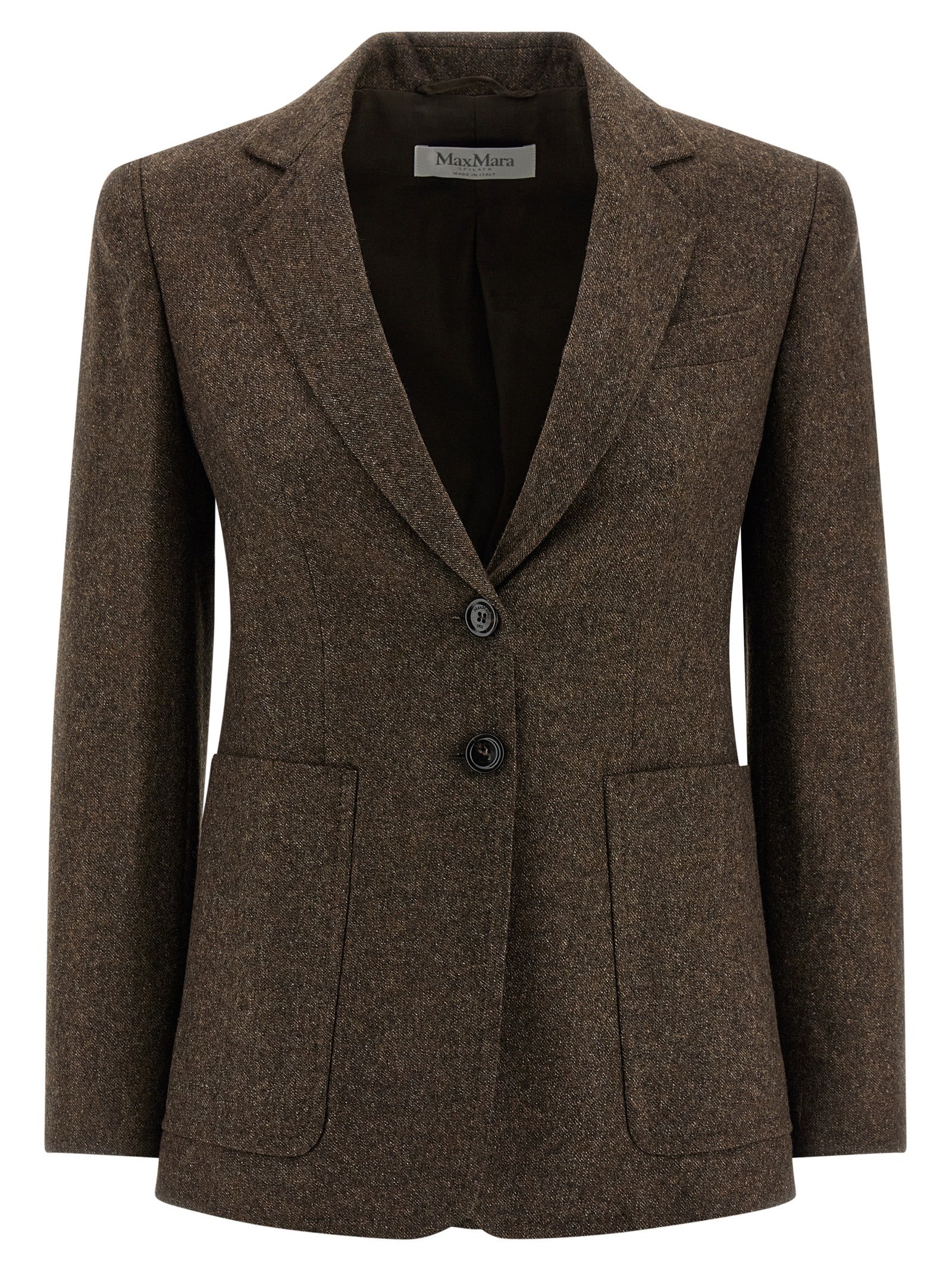 Virgin Wool Tweed Blazer — Brown