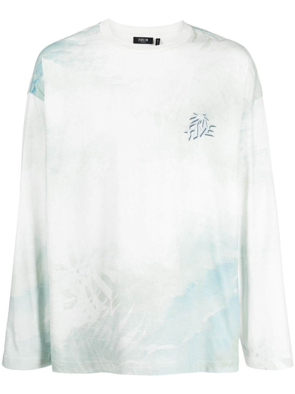 Leaf-print cotton T-shirt - Grey