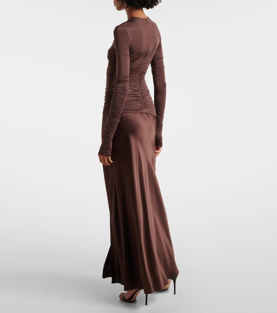 Alessia draped jersey and satin maxi dress