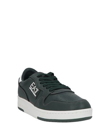 Ea7 Man Sneakers Dark green Size 7.5 Cow leather, Polyamide, Polyester, Polyurethane coated