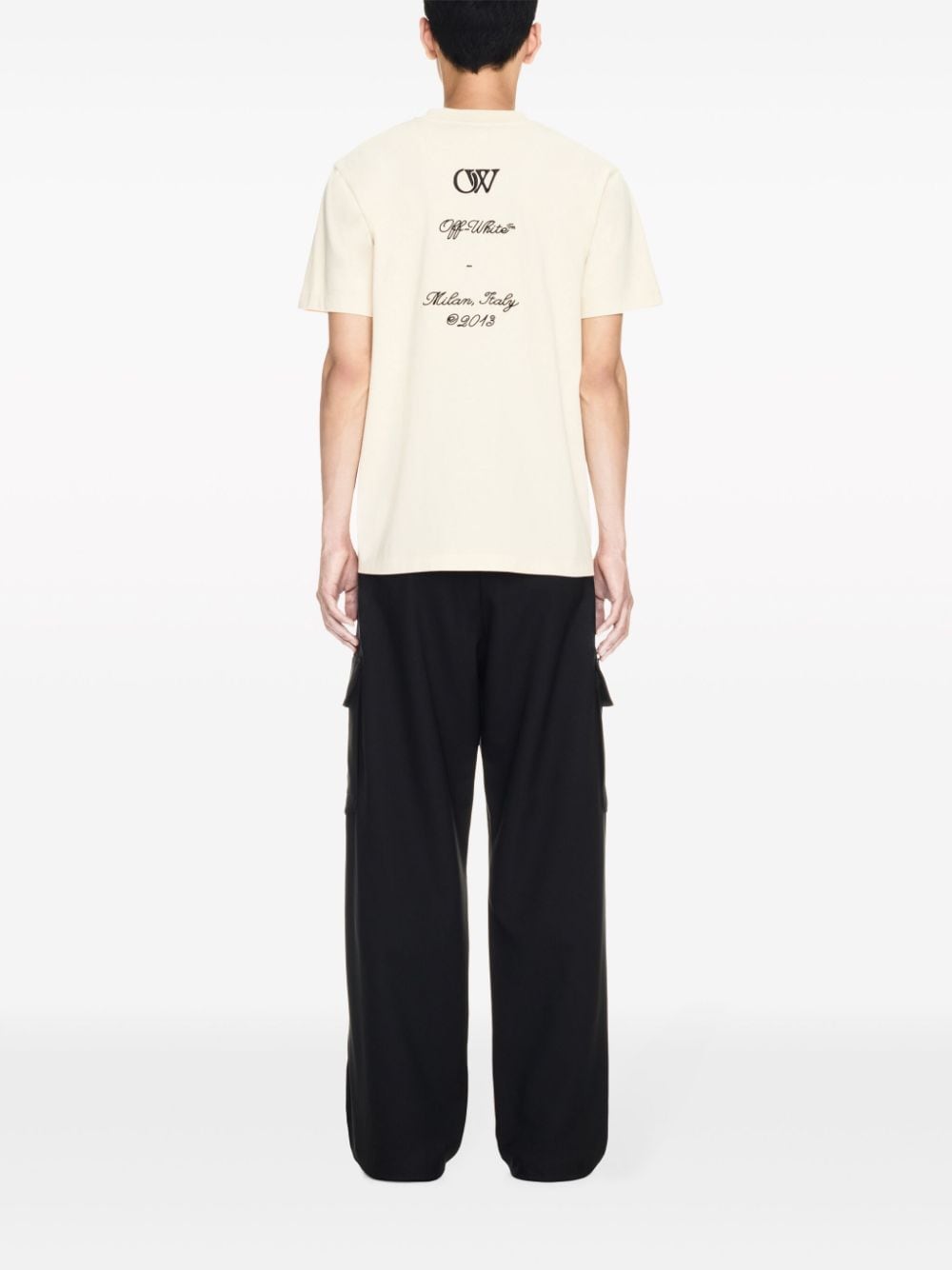 Logo-embroidered cotton T-shirt - Neutrals