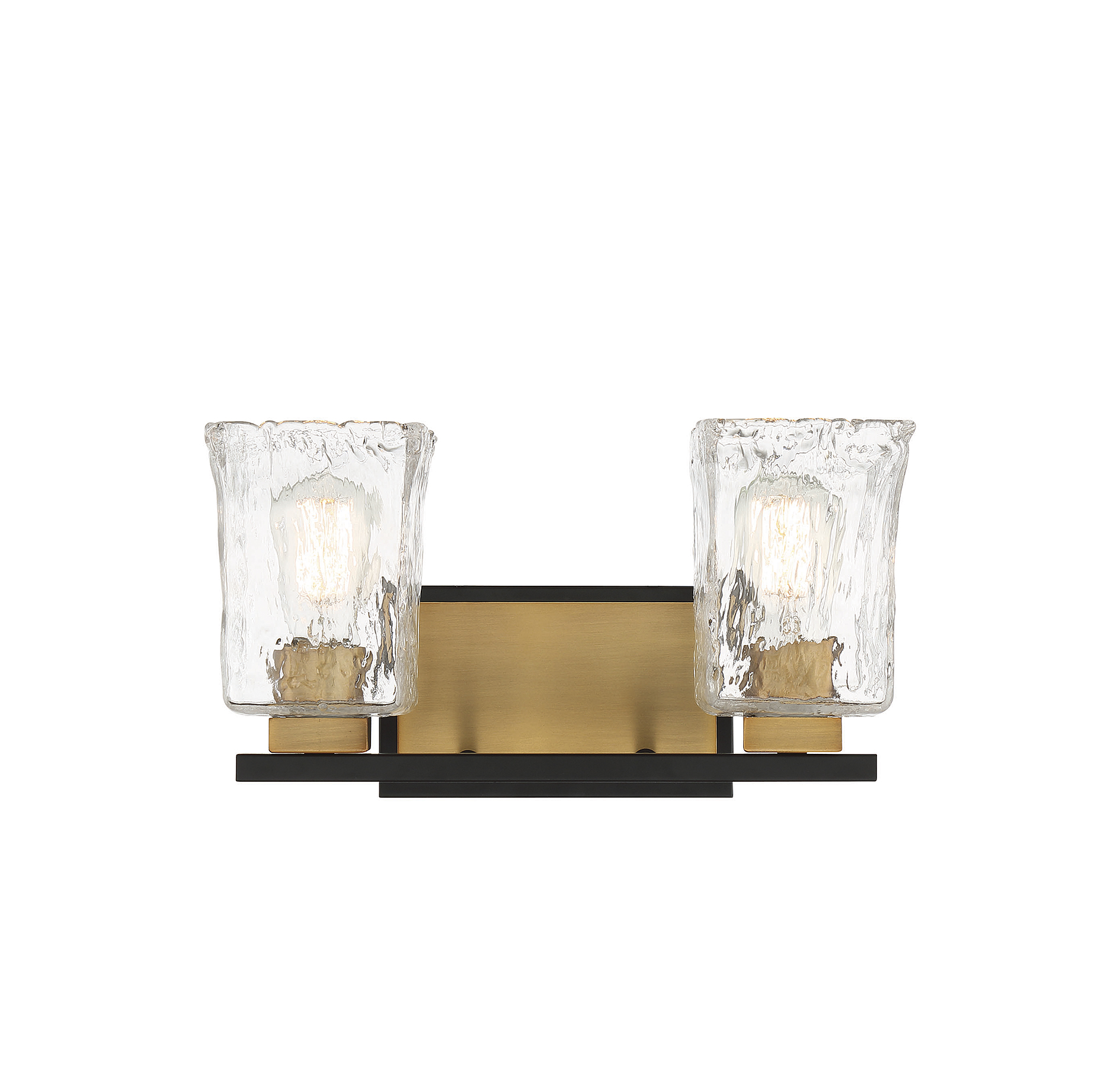 Sidney 2-Light Bathroom Vanity Light in Matte Black with Warm Brass Accent