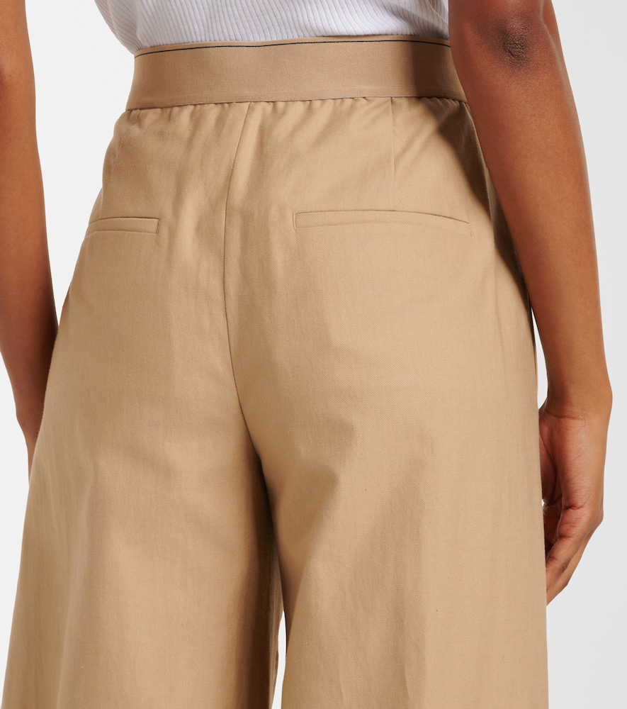 Cotton and wool wide-leg pants