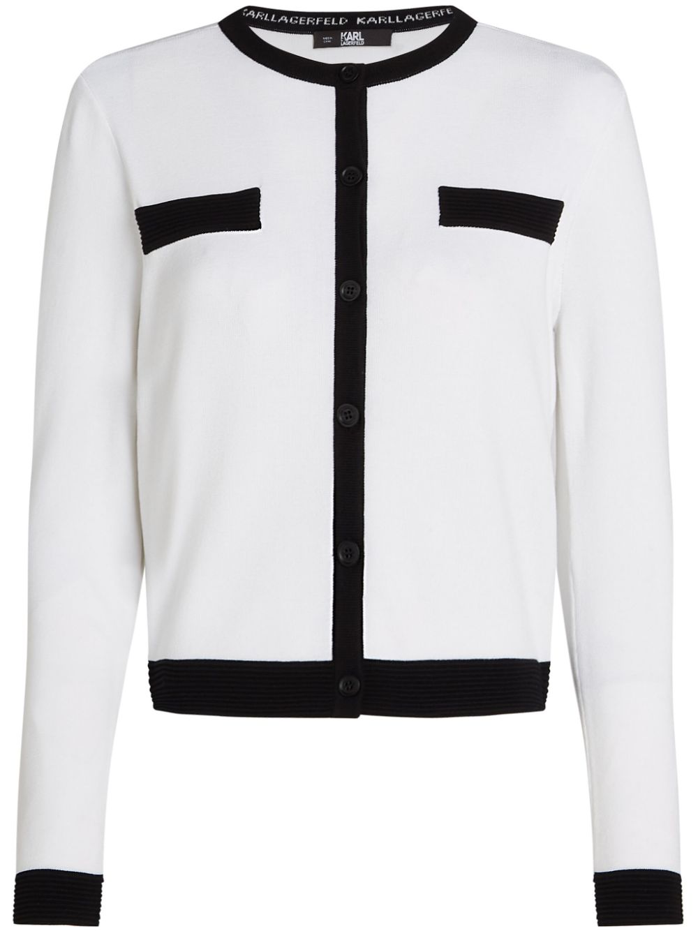 Contrasting-trim cardigan - White