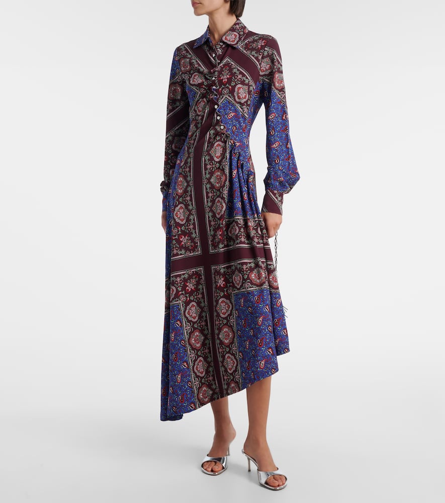 Asymmetric paisley printed midi dress