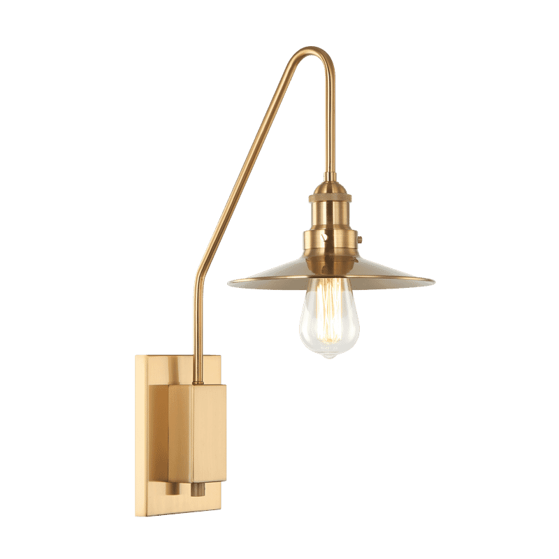 Aged Gold Brass One Light Wall Sconce from the Bingrahm Collection