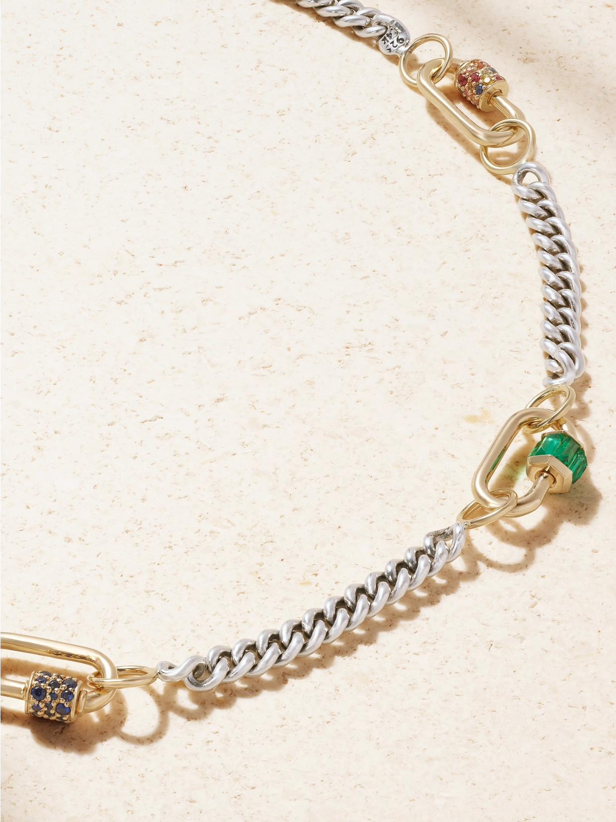 Babylock Sterling Silver And 14-karat Gold, Emerald And Sapphire Necklace - One size