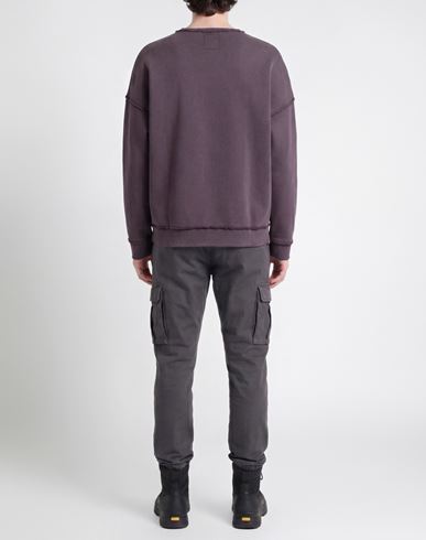 Man Sweatshirt Dark purple Size L Cotton, Polyester