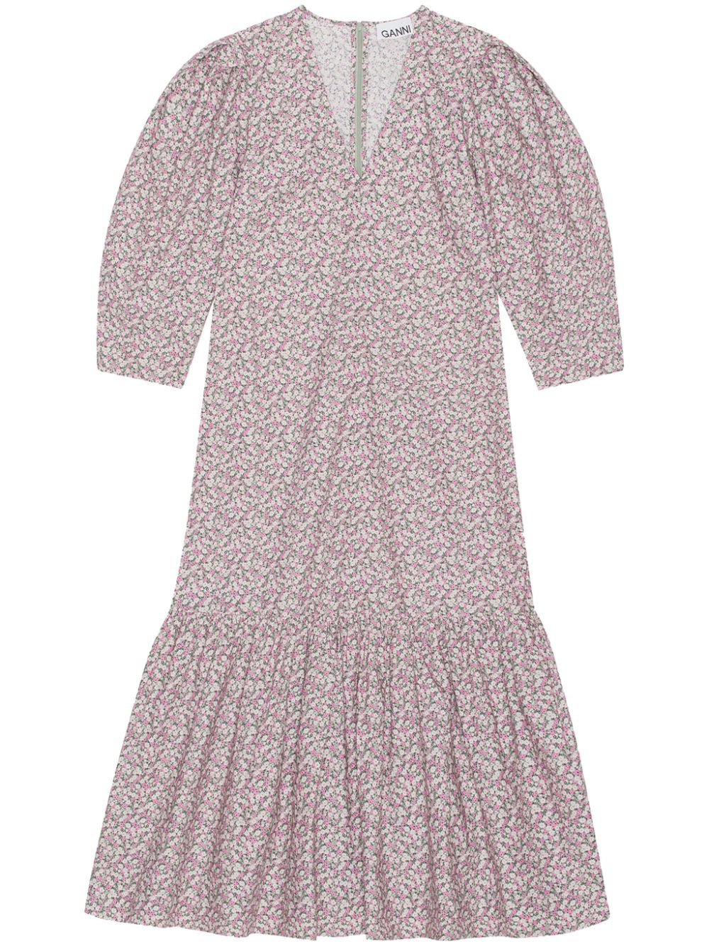 Floral-print organic cotton dress - Grey