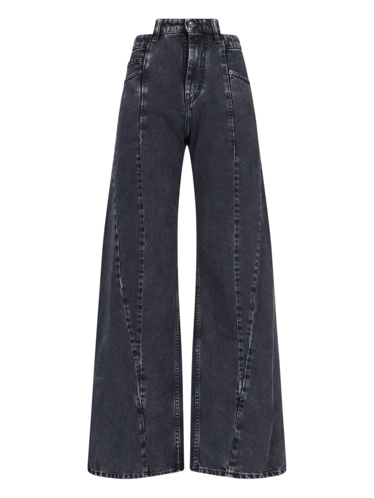 Deconstructed Paint Effect Cotton Trousers for Women