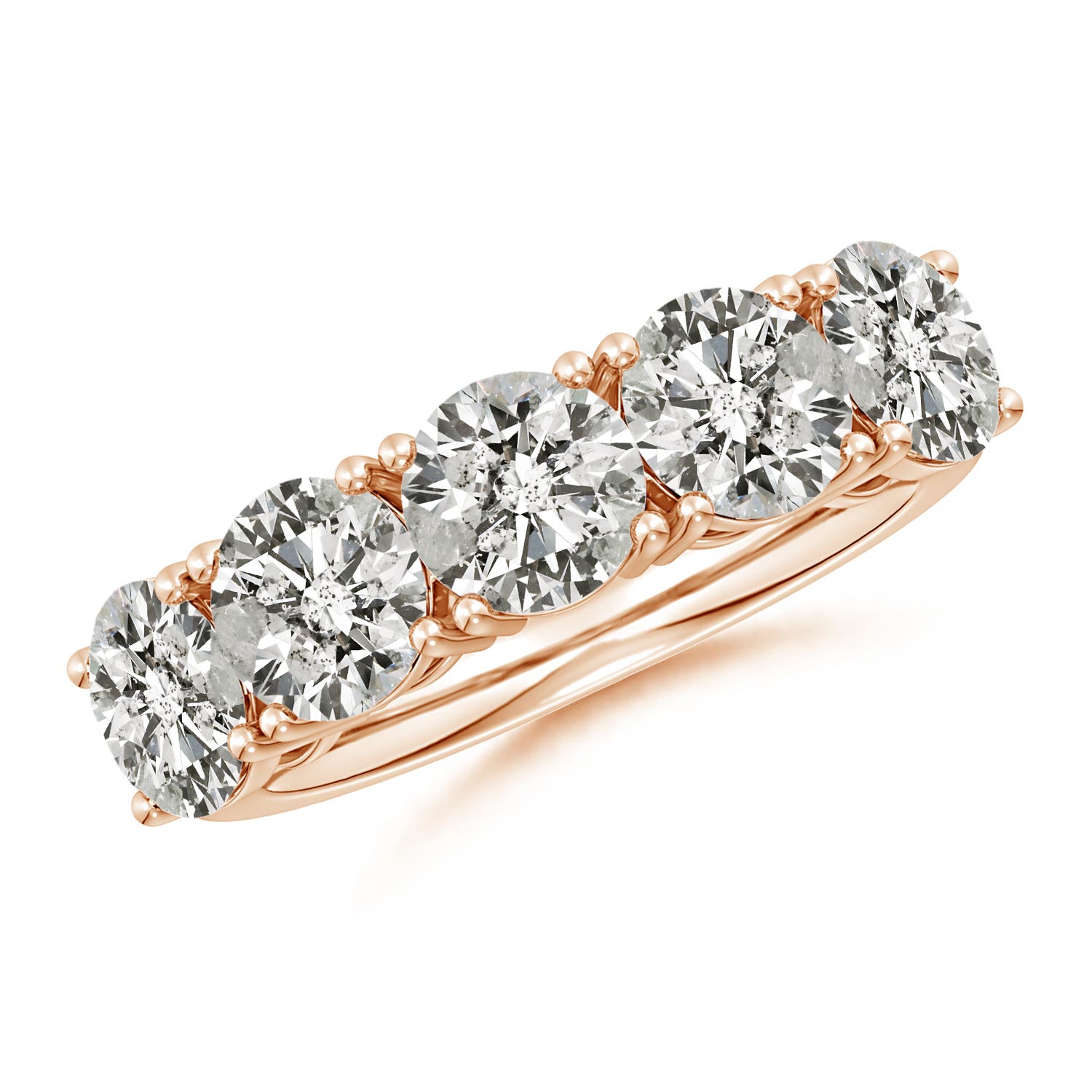 Angara 4.0 Carats Prong-Set Round Diamond Five Stone Wedding Ring in 14K Rose Gold