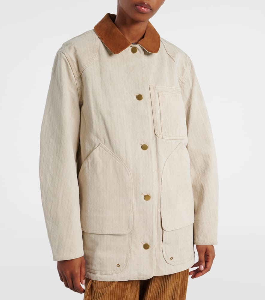 Abbas suede-trimmed cotton field jacket
