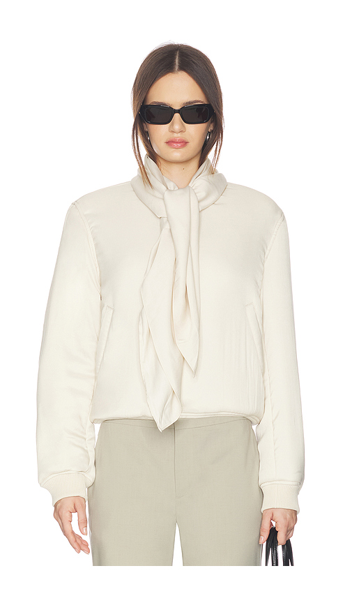 Line & Dot Agnes Scarf Bomber Jacket in Neutral. L. Also in M
