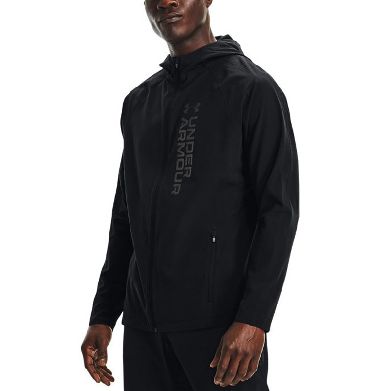 Men's Out The Storm waterproof Light Woven Running Sports Hooded Jacket Black