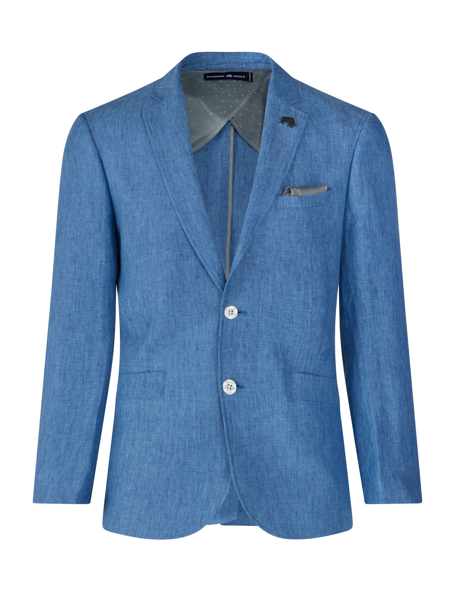 Raging Bull Mens Linen Blazer - Mid Blue