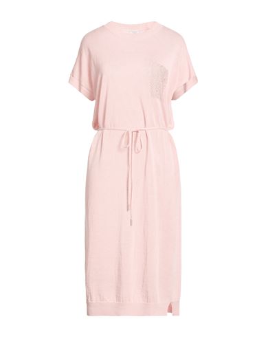Woman Midi dress Light pink Size 6 Metallic fiber, Linen, Cotton