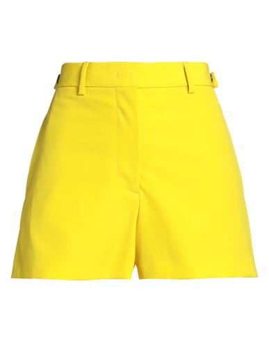 Woman Shorts & Bermuda Shorts Yellow Size 2 Polyester, Virgin Wool