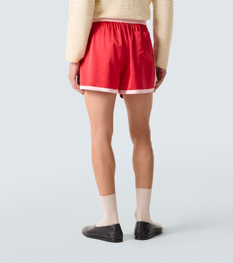 Heart Deco embroidered satin shorts