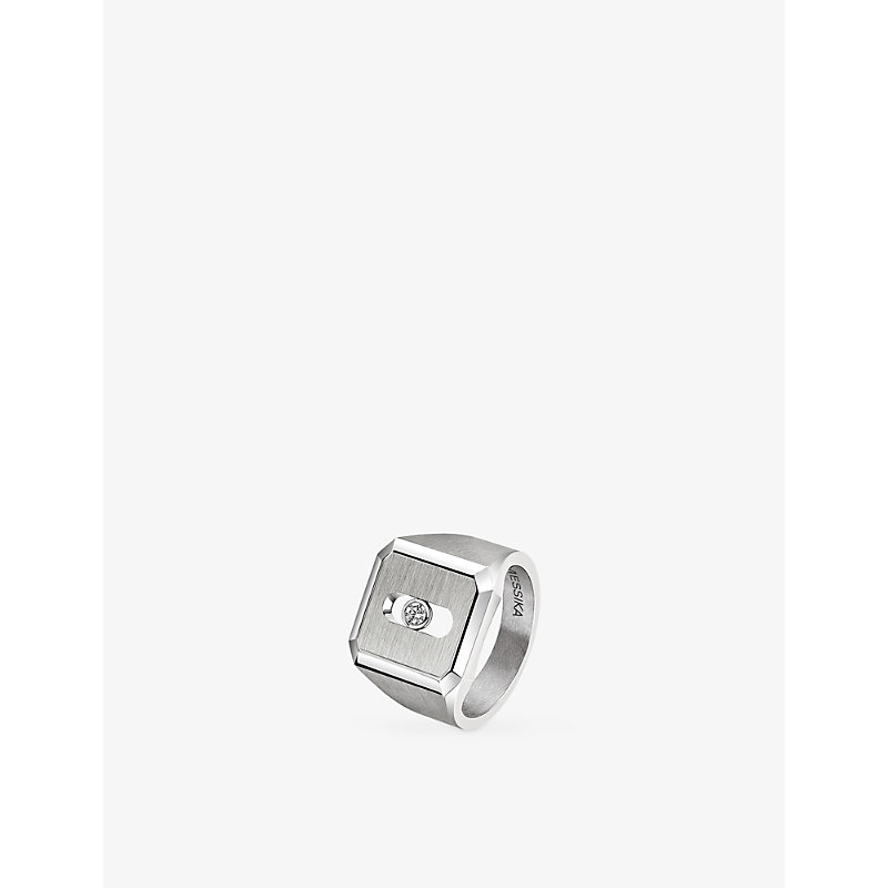 Move Titanium and 0.06ct Diamond Signet Ring
