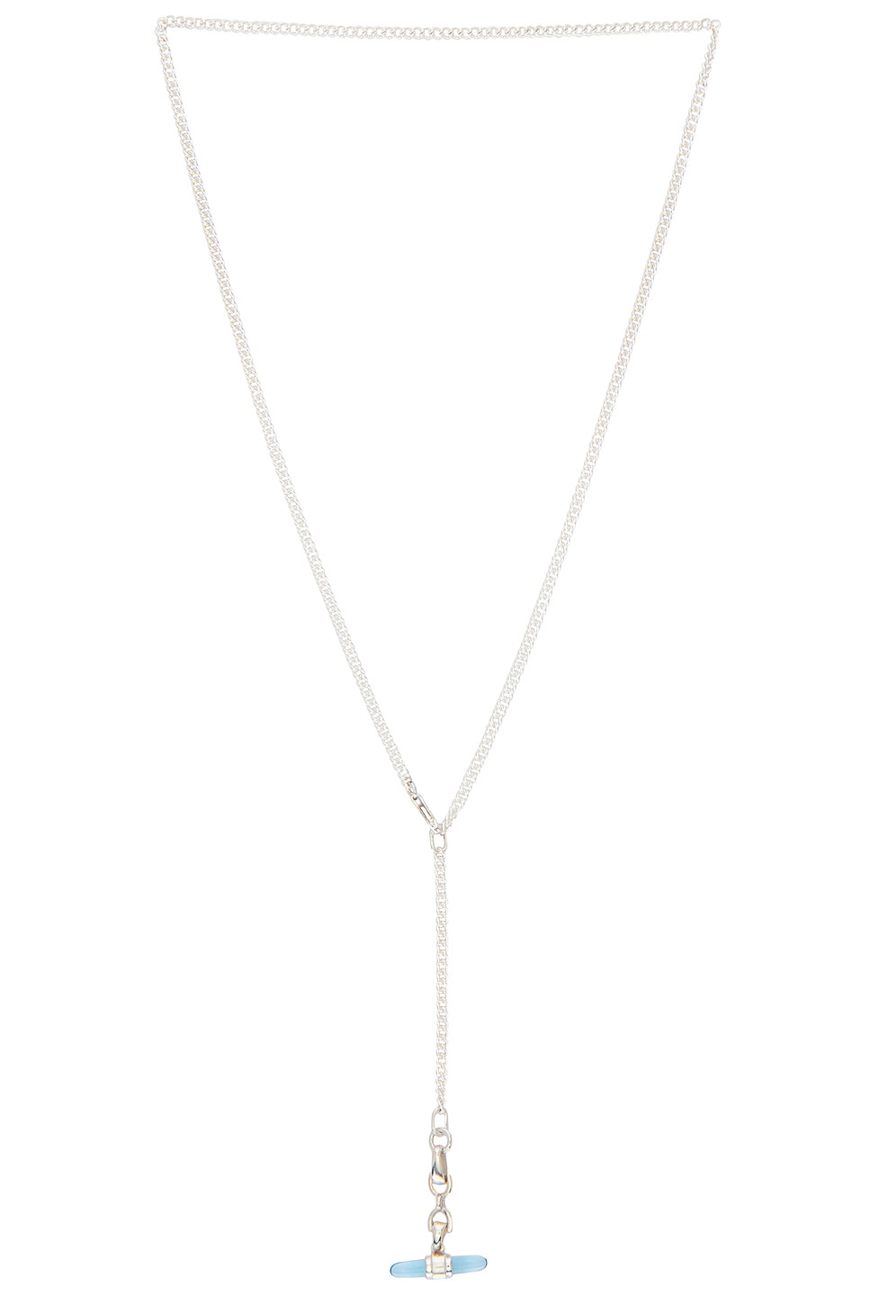 Loren Stewart Lunette Barbell Link Necklace in Sterling Silver & Blue Topaz - Metallic Silver. a