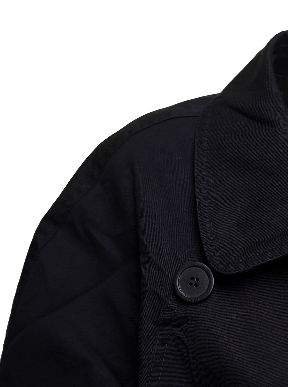 Woman Black Cotton Drill Oversize Overcoat