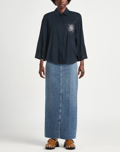 Woman Shirt Navy Size 10 Cotton, Polyamide, Elastane