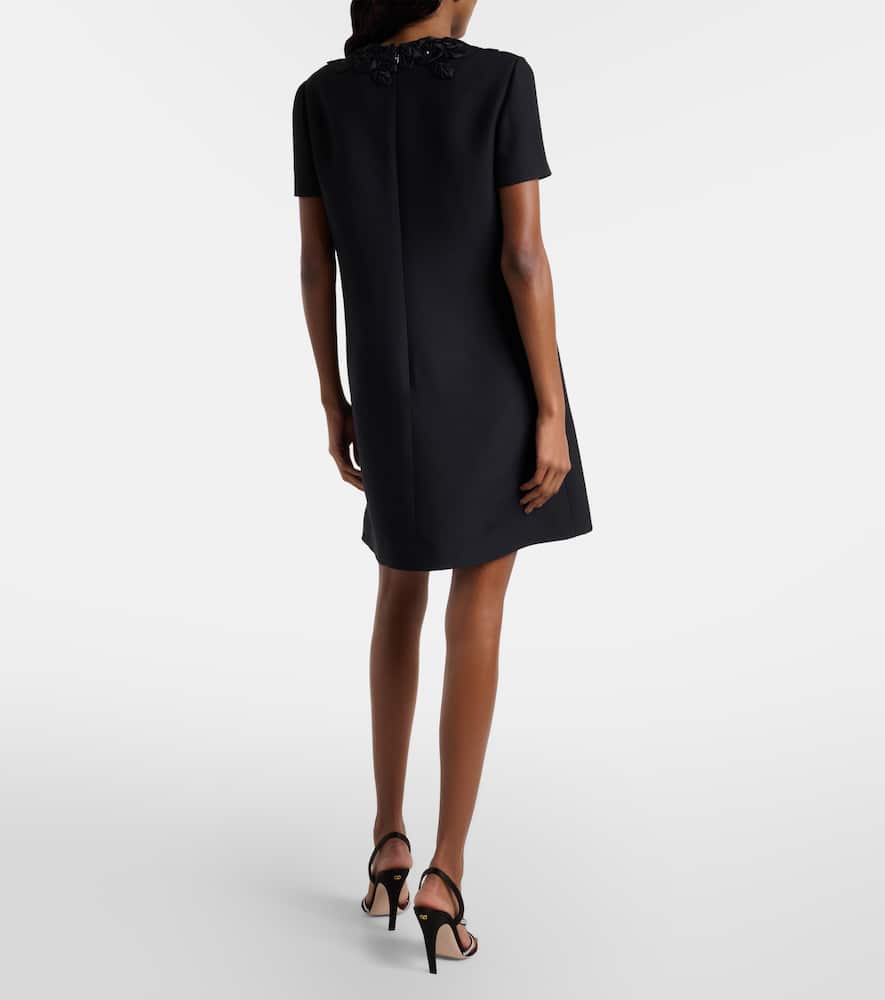 Embellished wool and silk minidress