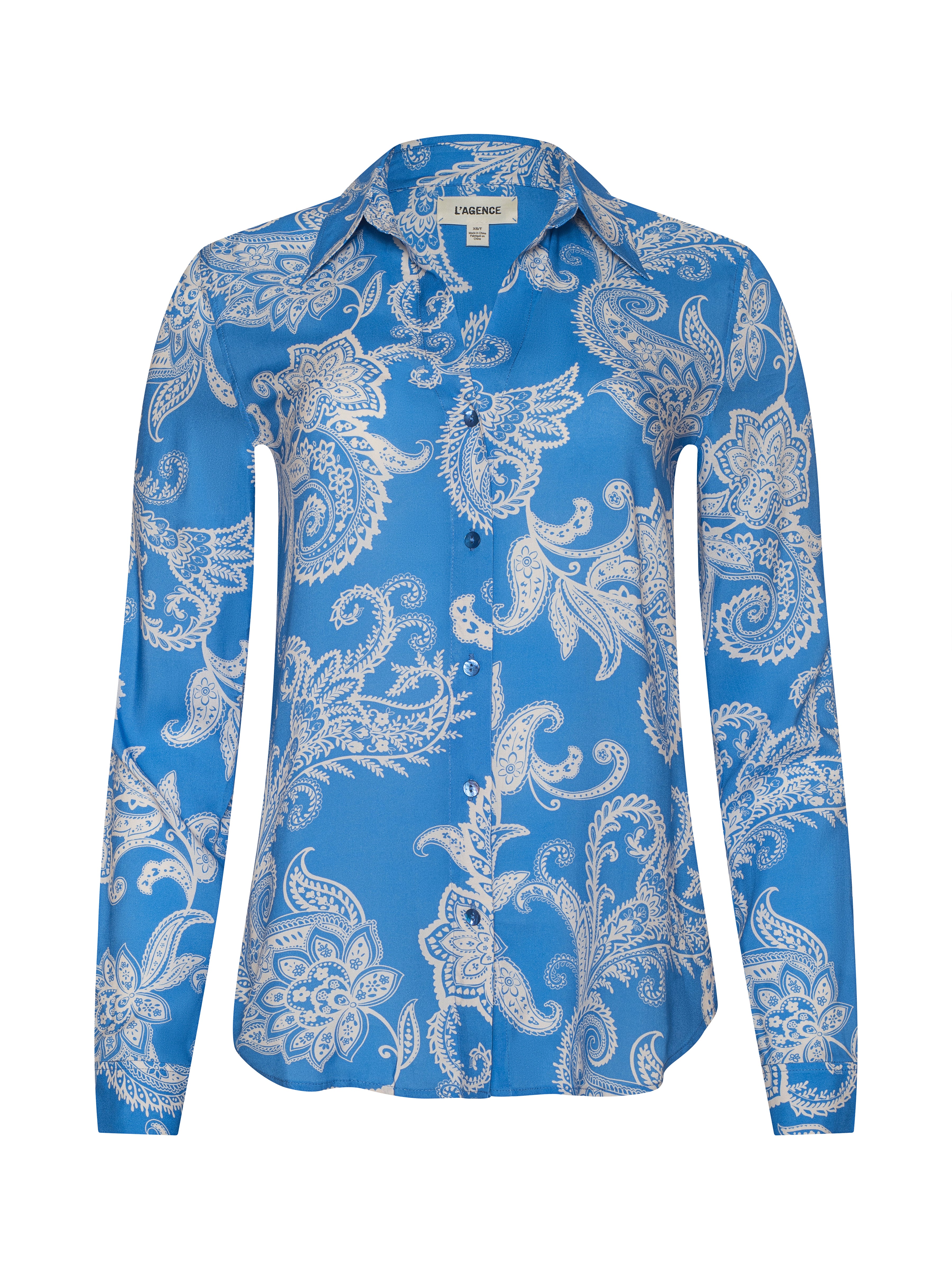 Holly Blouse Top In Regatta Blue/ivory Paisley
