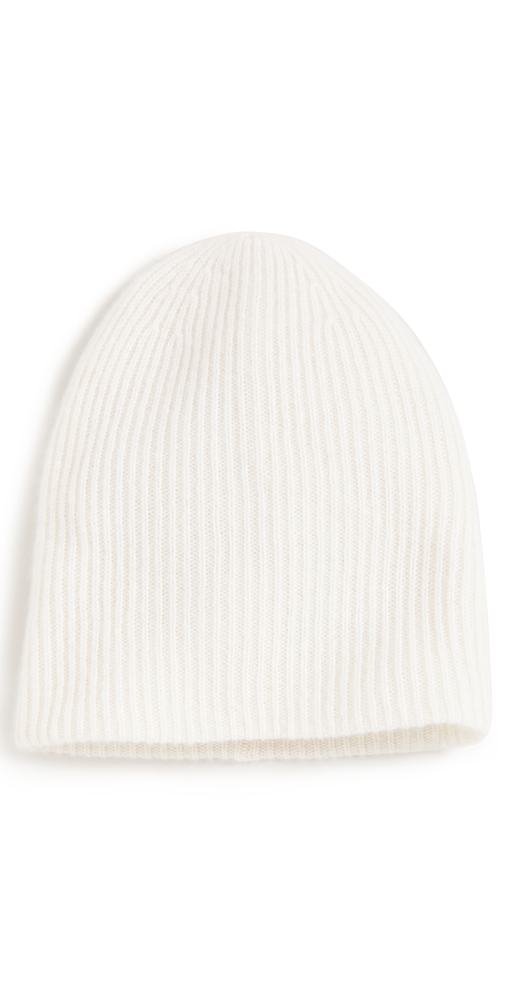 Plush Rib Cashmere Beanie Soft White One Size