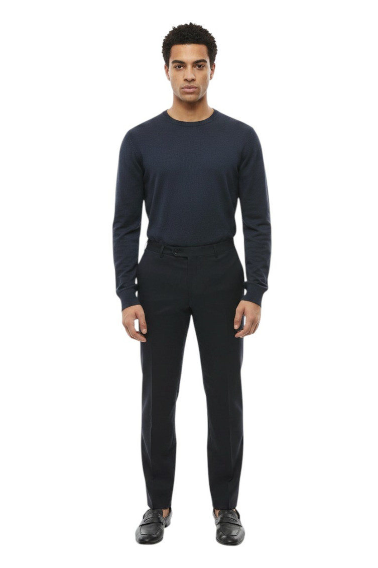 Blue Tailored Solid Pants