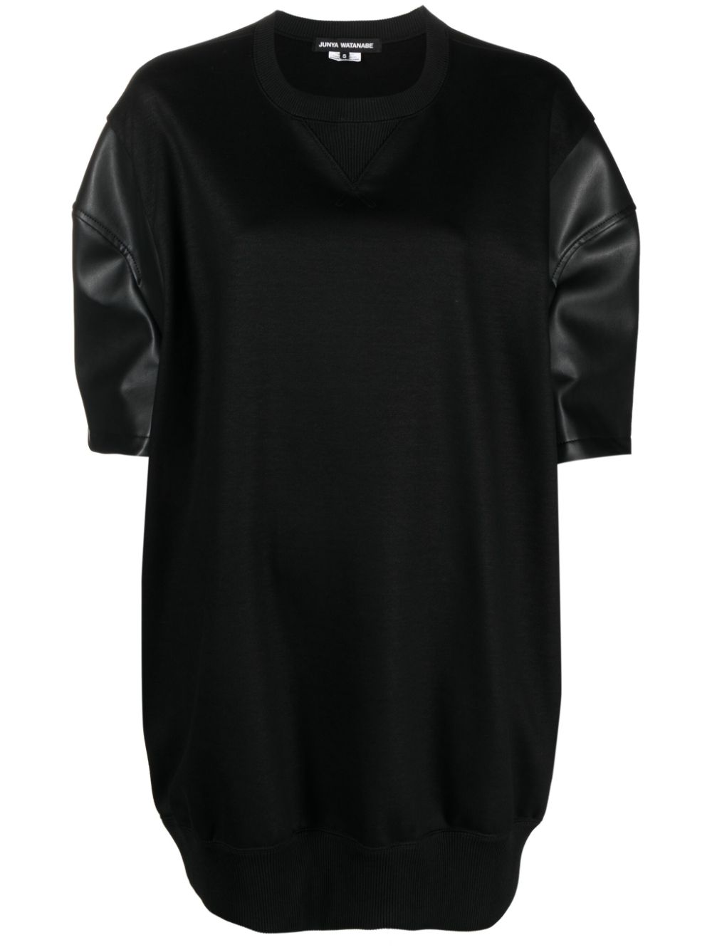 Crew neck puff-sleeved T-shirt - Black