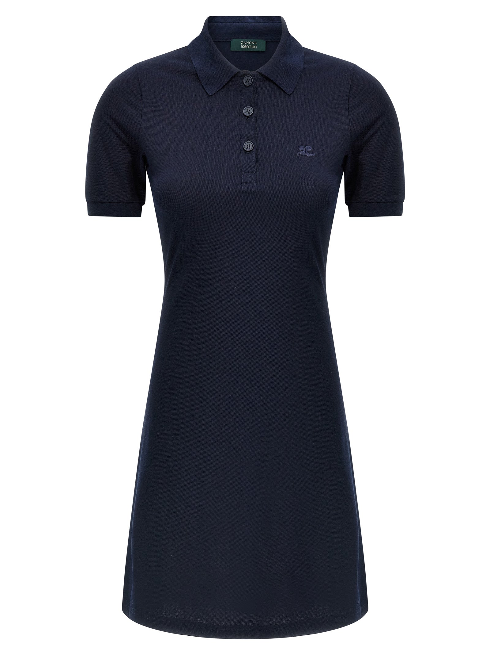 Cotton Piqué Polo Polo Dress — Navy