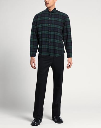Man Shirt Dark green Size 17 Cotton