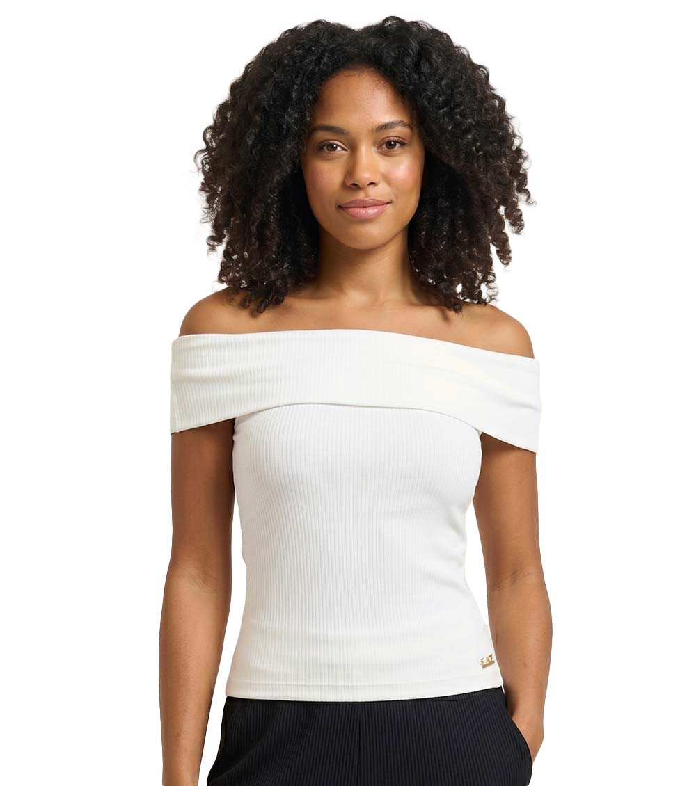 White Solid Off Shoulder Top
