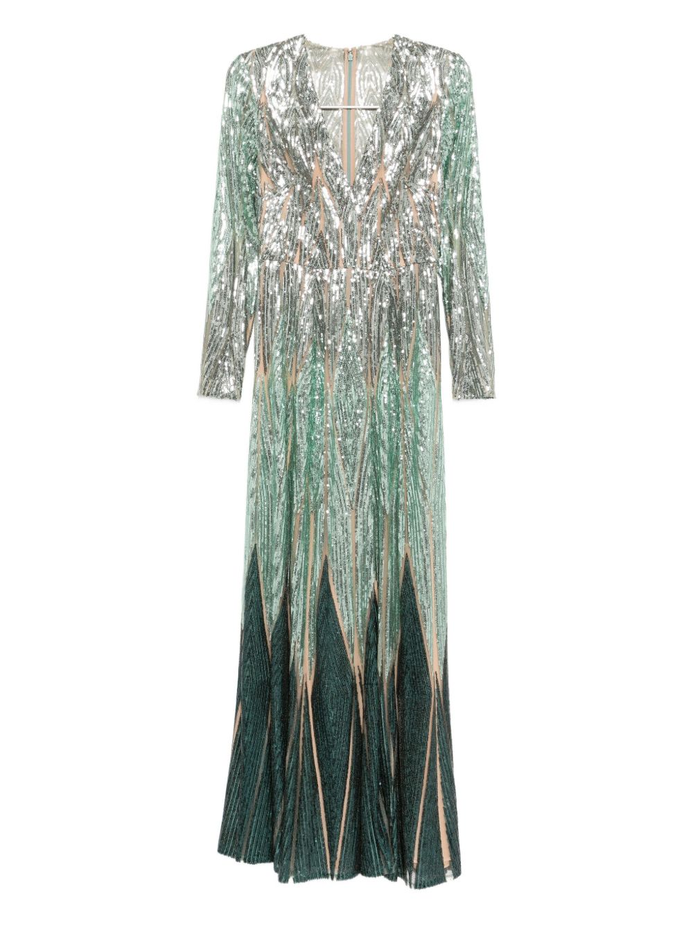 Embroidered tulle long dress - Blue