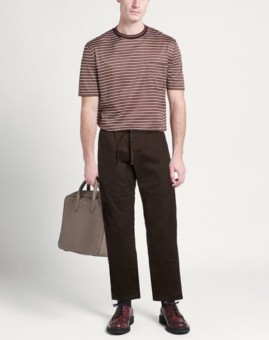 Man Pants Dark brown Size 34 Cotton, Elastane