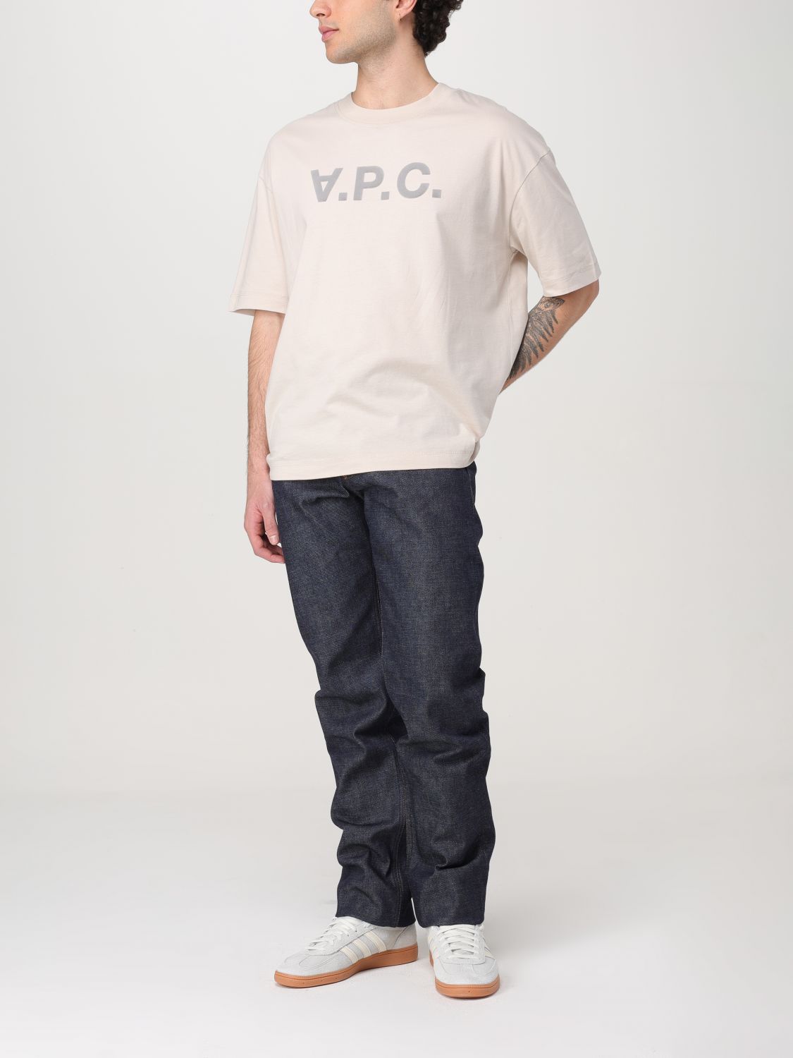 Flocked-logo cotton T-shirt - White