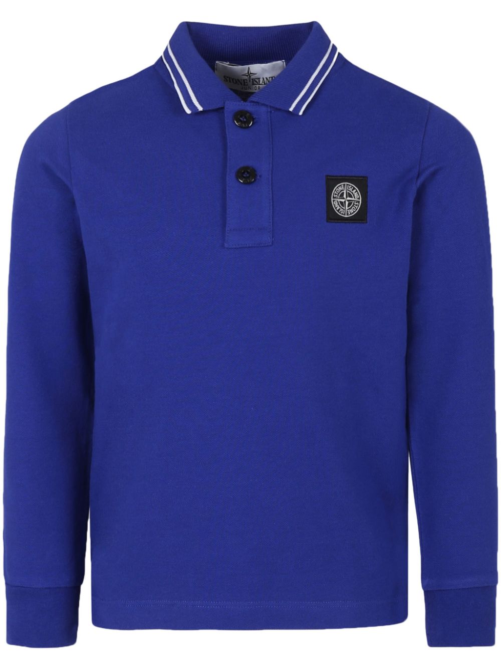 Compass-patch piqué polo shirt - Blue