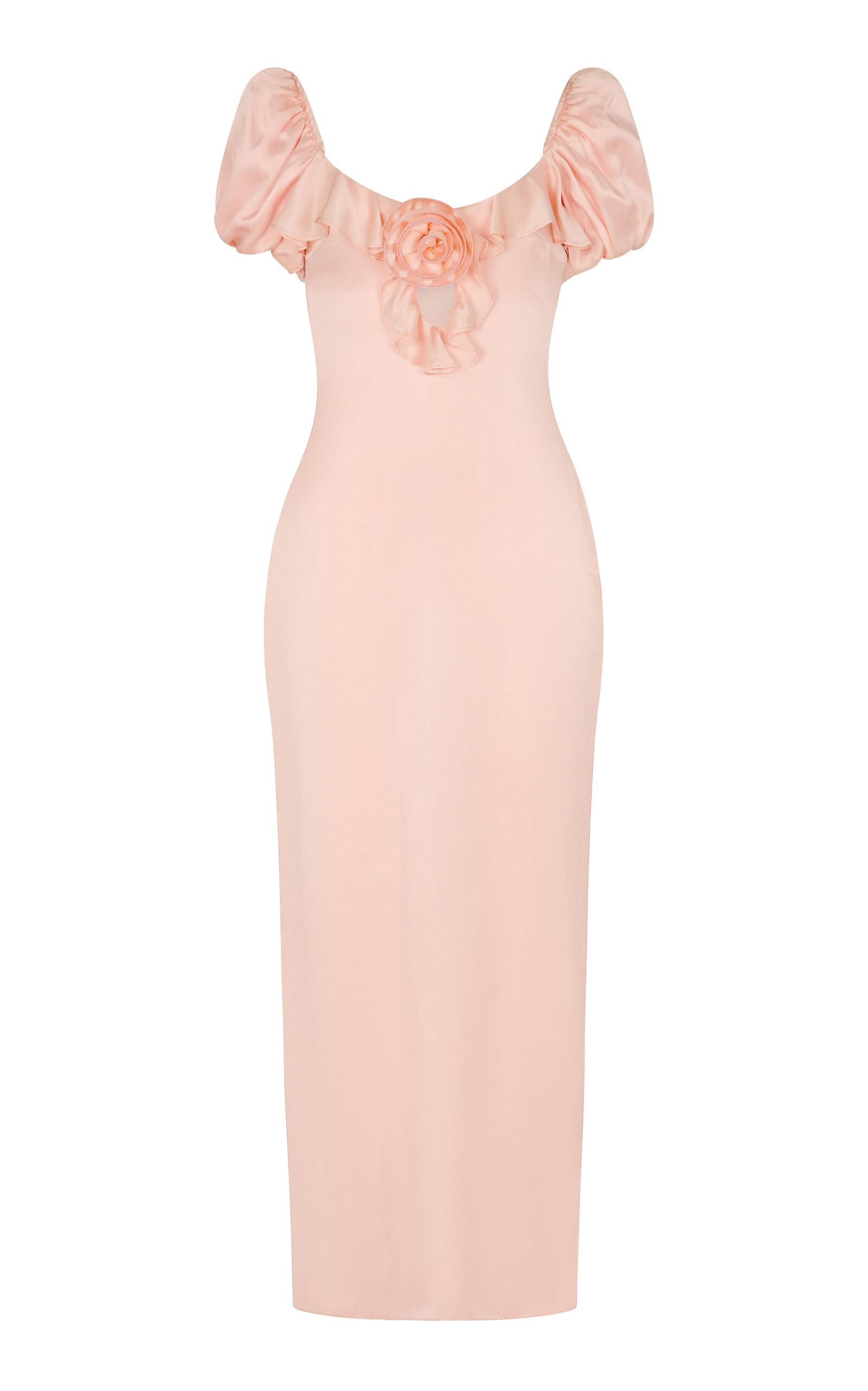 Eden Ruffled Satin Midi Dress