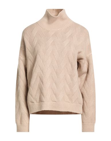 Woman Turtleneck Beige Size 8 Cashmere