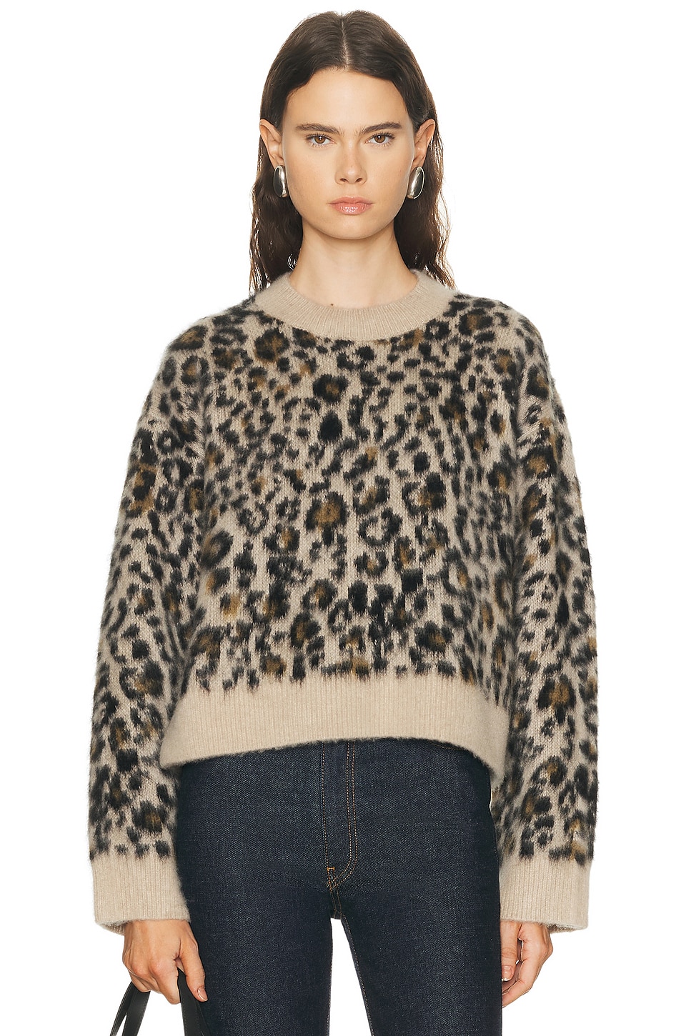NILI LOTAN Zamira Sweater in Jute Leopard - Brown. L also in M